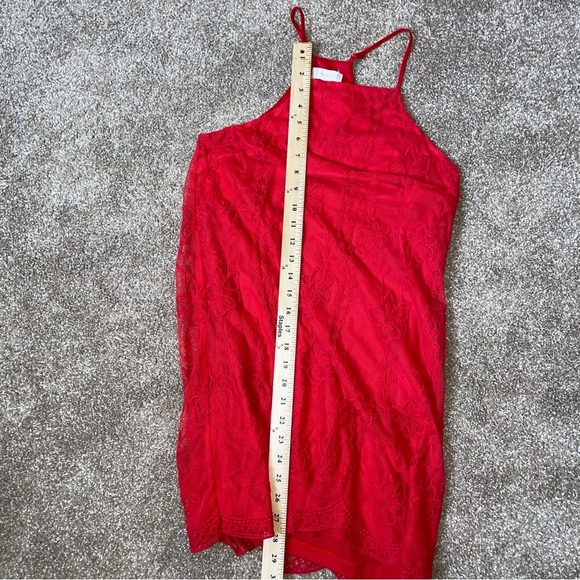 Altar'd State mini dress halter top lace overlay red A-line lined tunic SZ SM - Picture 8 of 12